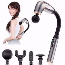 4 Farklı Başlıklı Uzun Saplı Derin Doku Masaj Tabancası, Boyun, Omuz Ve Sırt İçin Ergonomik Saplı Ço