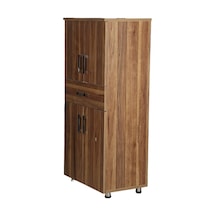 Çok Amaçlı Dolap 130 CM Hard Parlak Ceviz Suntalem 4Raf 1 Çekmece Ceviz