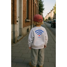 Monila Unisex Çocuk Baskılı 3 İplik Kumaş Pamuklu Sweatshirt Ekru