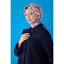 Belli İpek Eşarp - 4111-35 Gri Mor Twill Gri - Mor