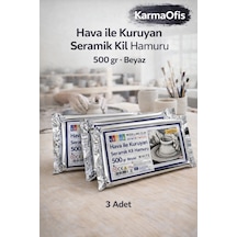 Hava İle Kuruyan Seramik Kil Hamuru 500 Gr Beyaz 3 Adet Set Beyaz