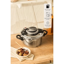 Emsan Montana Siyah Gri Düdüklü Tencere 6 L Gri - Siyah