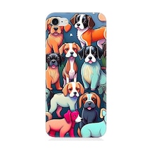 Apple Uyumlu iPhone 8 Sevimli Pastel Köpekler Desenli Silikon Kılıf