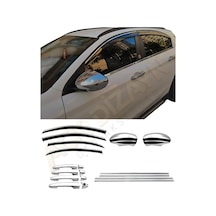 Fiat Egea 4'lü Premium Set Krom Cam Rüzgarlığı-krom Ayna Kapağı-cam Çıtası-krom Kapı Kol A+