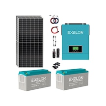 Güneş Enerjisi Bağ Evi Solar Paketi 3KVA İnverter 350W Güneş Paneli 150AH Jel Akü
