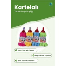 Renkli Kartelalı Mop Yedek Başlığı Paspas Ucu Ev Mutfak Banyo Ve