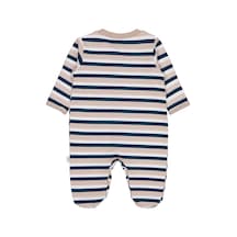 Civil Baby Çizgili 26 Baskılı Şapkalı 1-9 Ay Tulum - Bej Açık Vizon
