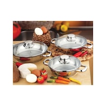 Gülsan 6 Parça Cam Kapaklı Paslanmaz Çelik Omlet Tencere Seti 16 Cm, 18 Cm, 20 Cm