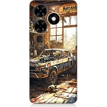 Tecno Spark 20 Uyumlu Garaj Arabası Desenli Silikon Kılıf