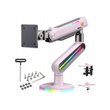 Nb J6 Profesyonel Rgb Aydınlatmalı 32-60 İnç Gaz Amortisörlü Oyuncu Monitör Kolu Pembe 2-20 Kg