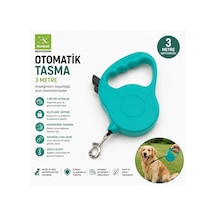 Nunbell Otomatik Köpek Gezdirme Tasması 3 Metre Kilitli Şeritli - Turkuaz Çok Renkli