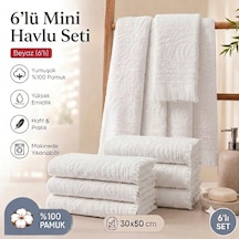 'lı Pamuklu Mutfak Havlusu Seti 30x50 Cm Kurulama Bezi El Havlusu Yüksek Su Emici Yumuşak Dokulu Beyaz