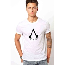 Assassins Creed Logo Baskılı Beyaz Erkek Tshirt