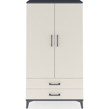 Arges Dolap 2 Raflı 2 Çekmeceli Tek Askılı 88x30x163 Antrasit-aytaşı Antrasit