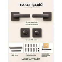 Lusso Antrasit Kare Rozetli Kapı Kolu Lüks Wc Kapı Kolu