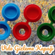 100 Adet Menteşeli Kahverengi Plastik Vida Kapağı, Vida Gizleme K
