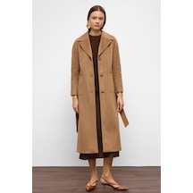 Olcay Reglan Kol Belden Bağlamalı Moher Kaban Kamel 3156 Sarı