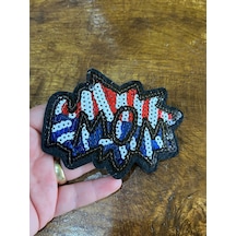 10x7 Cm Ütü İle Yapışan Pul Payetli Wow Yazılı Arma Dikiş Aksesuarı