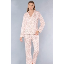 Boydan Düğmeli Zakkum Uzun Kol Gömlek Pijama Takımı Flz 89-105 SOMON