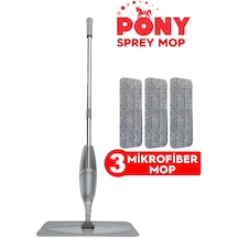 Pony Sprey Mop Mikrofiber Mop Gri 3'lü