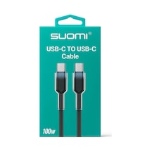 Suomı Usb-c To Usb-c Hızlı Şarj Kablosu, 100w, Örgülü Tasarım, 1m, Siyah