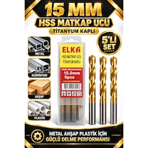 15 Mm Hss Titanyum Kaplı Matkap Ucu 5'li Set Metal Alüminyum Ahşa
