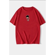 Flood Of Style Unisex Chen Üzümlü Kekim Baskılı T-shirt Kırmızı