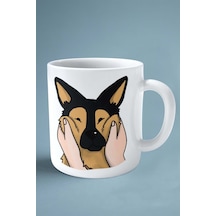 German Shepherd Alman Köpek Isimli Kişiye Özel Baskılı Kupa Bardak Yanak Tombiş Çok Renkli