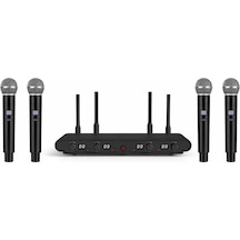 Ten, 4 Adet El Uhf Kablosuz Mikrofon Seti, Karaoke , Sahne Organizasyon Mikrofonu