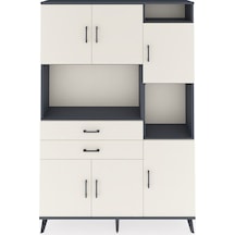 Arges Dolap 9 Raflı 2 Çekmeceli 6 Kapaklı 132x30x195 Antrasit-aytaşı/aytaşı Aytası/aytası