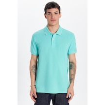 Tudors Erkek Slim Fit Dar Kesim %100 Pamuk Yeşil Polo Yaka Tişört-32763 Antrasit