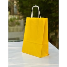 1.kalite 18x8x24 Cm 1 Li Sarı Renkli Kraft Kağıt Çanta, Hediye Poşeti, Hediye Paketi, Kraft Çanta