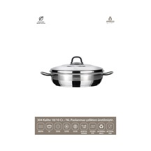 Saphire Paslanmaz Çelik Basık Tencere 34x12 - Çelik Kapak Gri