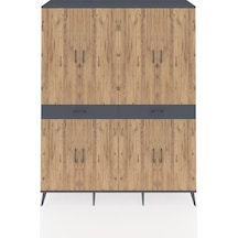 Hyperion Gardrop 10 Raflı 2 Çekmeceli 8 Kapaklı 176x44x221 Antrasit-çam/antrasit Çam/antrasit