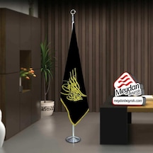 Osmanlı Tuğra Siyah Bayrak -ofis -makam-toplantı Odaları -direkli -saçaklı Makam Bayrağı 1