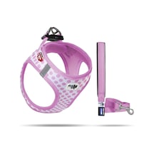 Vest Göğüs Tasması Air-mesh Pembe-puantiye 3xs & Gezdirme Tasması M Çok Renkli