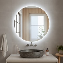 80x80 Cm Yuvarlak Dimmable Led Banyo Aynası 6500k Beyaz Işık Beyaz