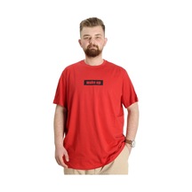 Mode Xl Büyük Beden Erkek T-Shirt Keep The Glow 23149 Kırmızı 001