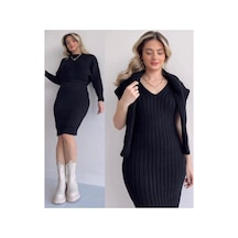 Flex Fashıon Triko Kumaş Elbise Kazak 2 Li Takım Siyah - 900818575 Siyah - 900818575 Siyah