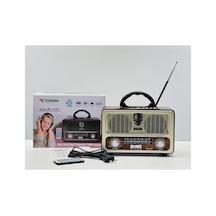 Bluetooth Özellikli Işıklı Kumandalı Nostaljik Radyolu Hoparlör Beyaz 2 Yıl