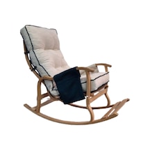 Enda Home Mosso Çift Minderli Ahşap Sallanan Sandalye Tv Baba Koltuğu Dinlenme Koltuğu Petrol Yeşili - Krem