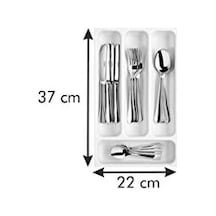 Flexispace 899410 Mutfak Gereçleri İçin Çekmece Düzenleyici, Plastik, Beyaz, 37 X 22,2 X 4,5 Cm Abanoz