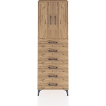 Arges Dolap 2 Raflı 6 Çekmeceli 2 Kapaklı 60x30x182 Çam-çam Çam