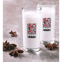 Kişiye Özel Renkli Baskılı Harfli İkili Rakı Bardağı Seti-7