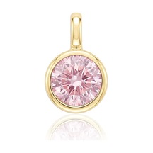 Pembe Taşlı Kolye Ucu Açık Sarı Altın