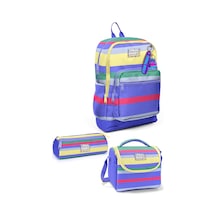 Coral High Kids Milka Gri Sarı Çizgi Desenli 3 Lü Okul Çanta Seti Set0133202 Lila