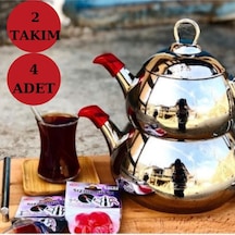2 Takım 4 Adet Kırmızı Çaydanlık Için Sıvı Tutucu Çelik Diğer