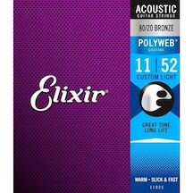 Elixir 011-052 Polyweb Coating Bronz Akustik Gitar Teli