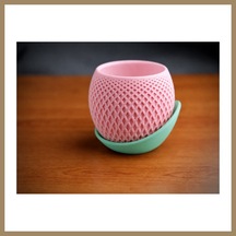 Bezos 3d Baskı Küre Saksı - Kafes Dokulu İki Parçalı Dekoratif Saksı - Pembe-mint 22 81637471