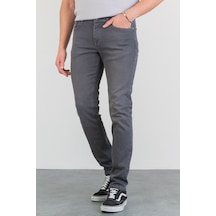 HLT Jeans Erkek Koyu Gri Taşlamalı Slim Fit Likralı Jean Kot Pantolon Jack